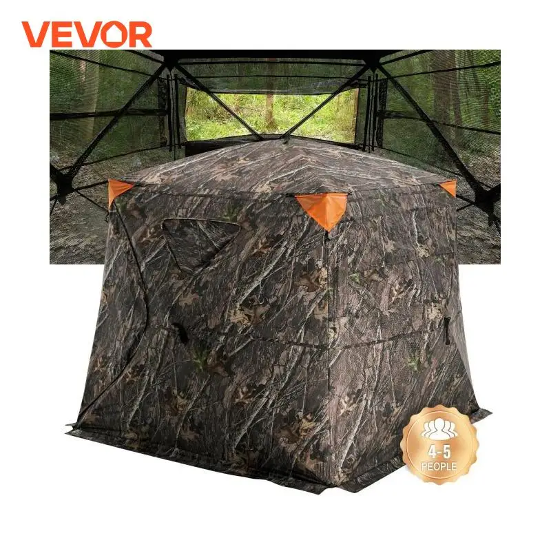 VEVOR Hunting Blind 270&deg; See Through Ground Blind 4-5 Person Pop Up Deer for Hunting Portable for Turkey and Deer