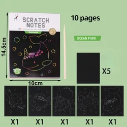 Vibrant Scratch Off Art Set for Kids - Creative DIY Graffiti and Educational Craft Kit (Ocean)