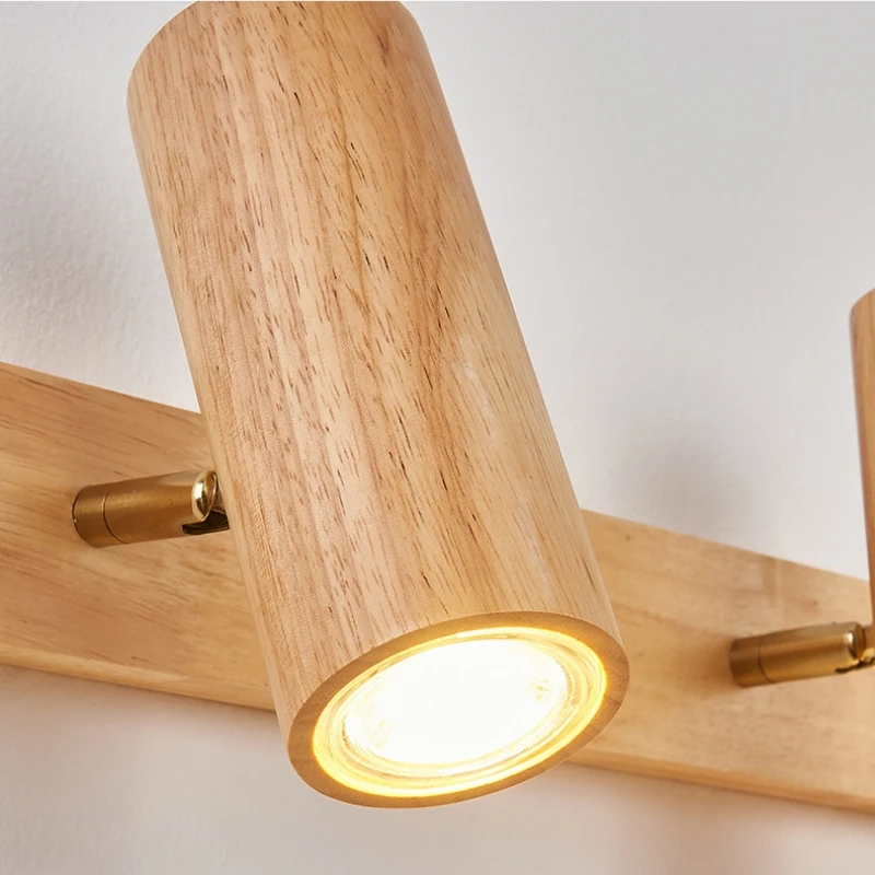 Wooden Nordic Wall Lamp Mirror Modern Wall Sconce For Bedroom Living Room Home Lighting vanity Steering Head Mirror Front Lights