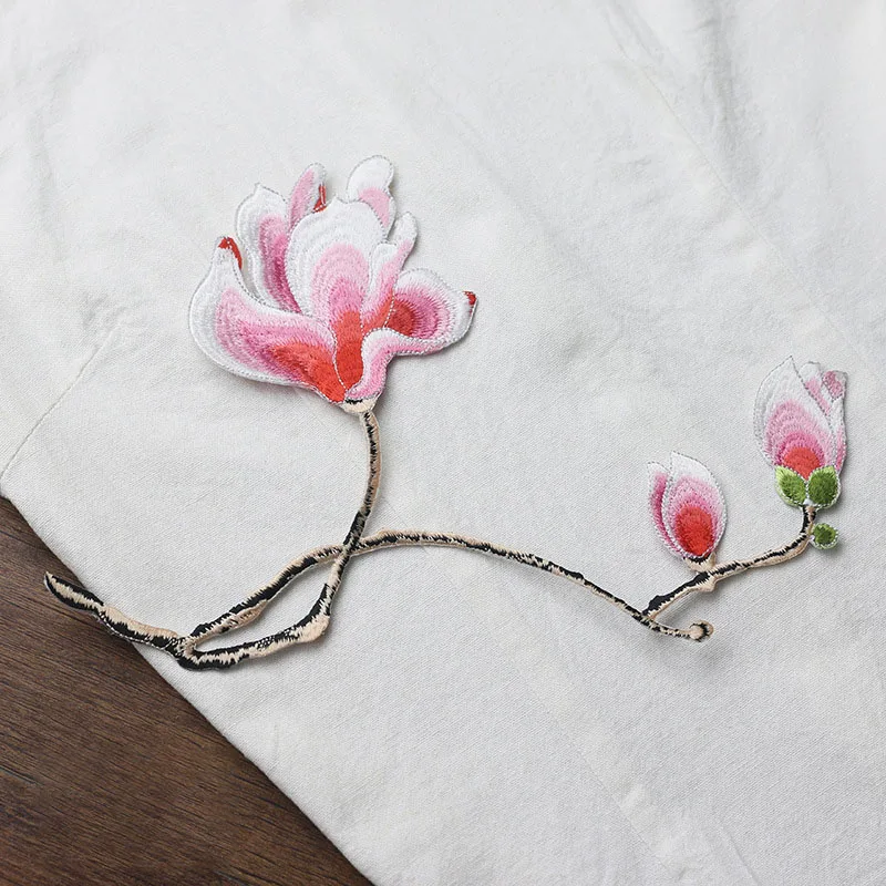 Magnolia Branch Stickerei Eisen auf Mode Patches, DIY Applique, Reparatur Loch Kleidung, Tasche Dekoration, kleiner Klebstoff, 1 Stück – Detail 5