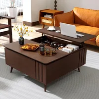 Lift Top Coffee Table with Storage, Mid Century Modern Square Center Table with Hidden Compartment & Storage Shelf for Living Ro 1