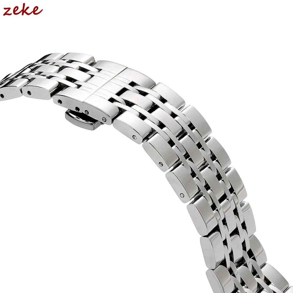 Elegant Stainless Steel Curved Butterfly Buckle Watch Band Bracelet