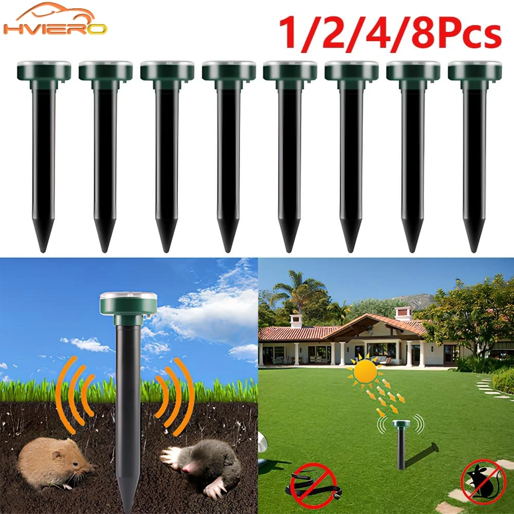 Outdoor Mouse Repeller Solar Ultrasonic Electronic Snake Mole Pest Rodent Insect Transmitted Vibration Wave Waterproof For Lawn mouse repeller