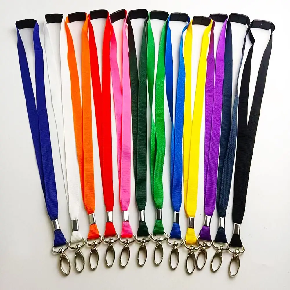 Solid Color Safety Break Metal Clip Lanyard with Lobster Clasp for ID Card Holder (90 cm Length)