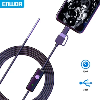 Ultra Thin Android Endoscope 3.9mm Camera IP67 Waterproof 720P HD Micro USB Type-C 3in1 Rigid Cable Industrial Endoscope 8mm 1