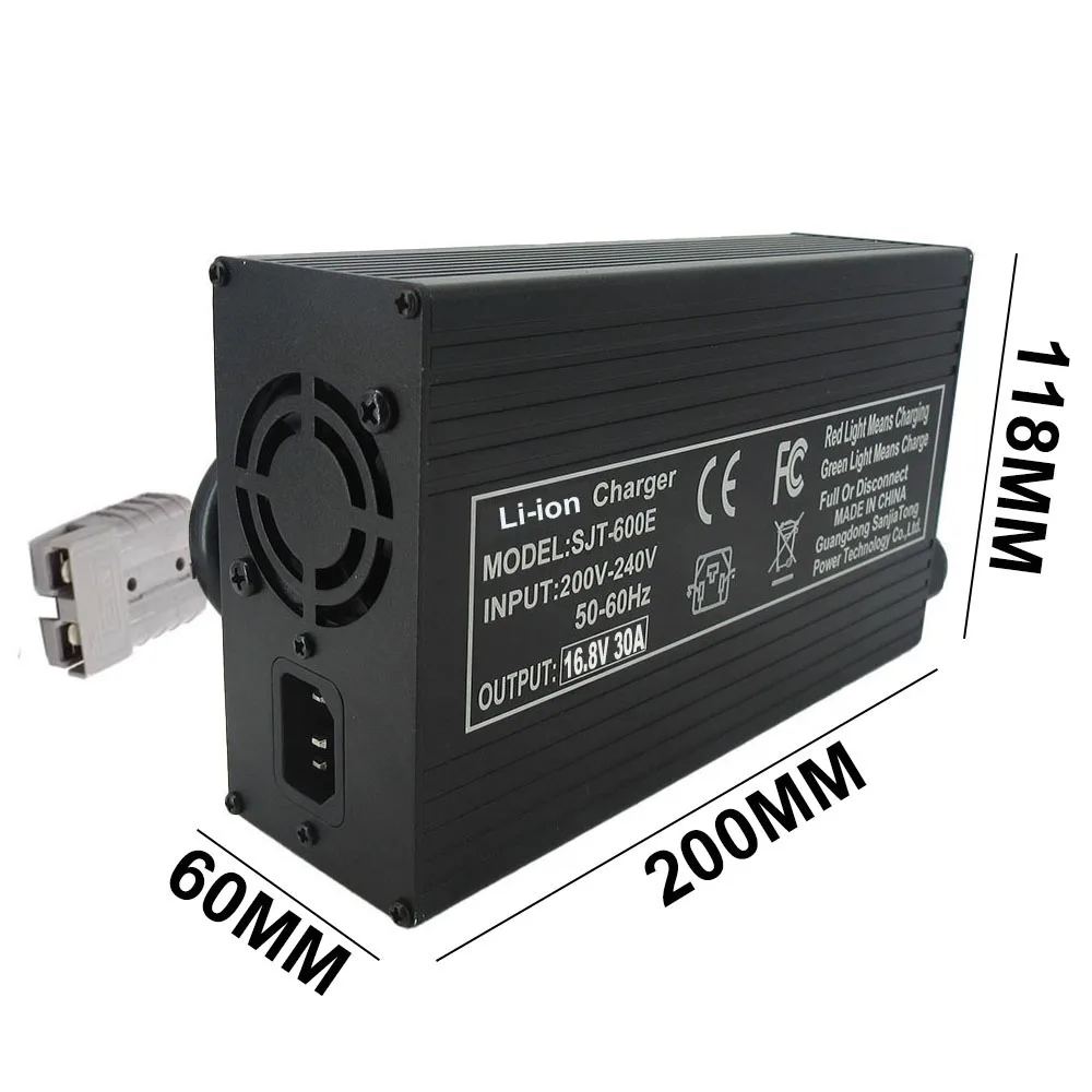 16.8V 30A Fast Charger 14.4V 30A Li-ion Chargers For 4S 14.8V 100AH 200AH 300AH Lithium Energy Storage RV UPS Battery SB50 XT90