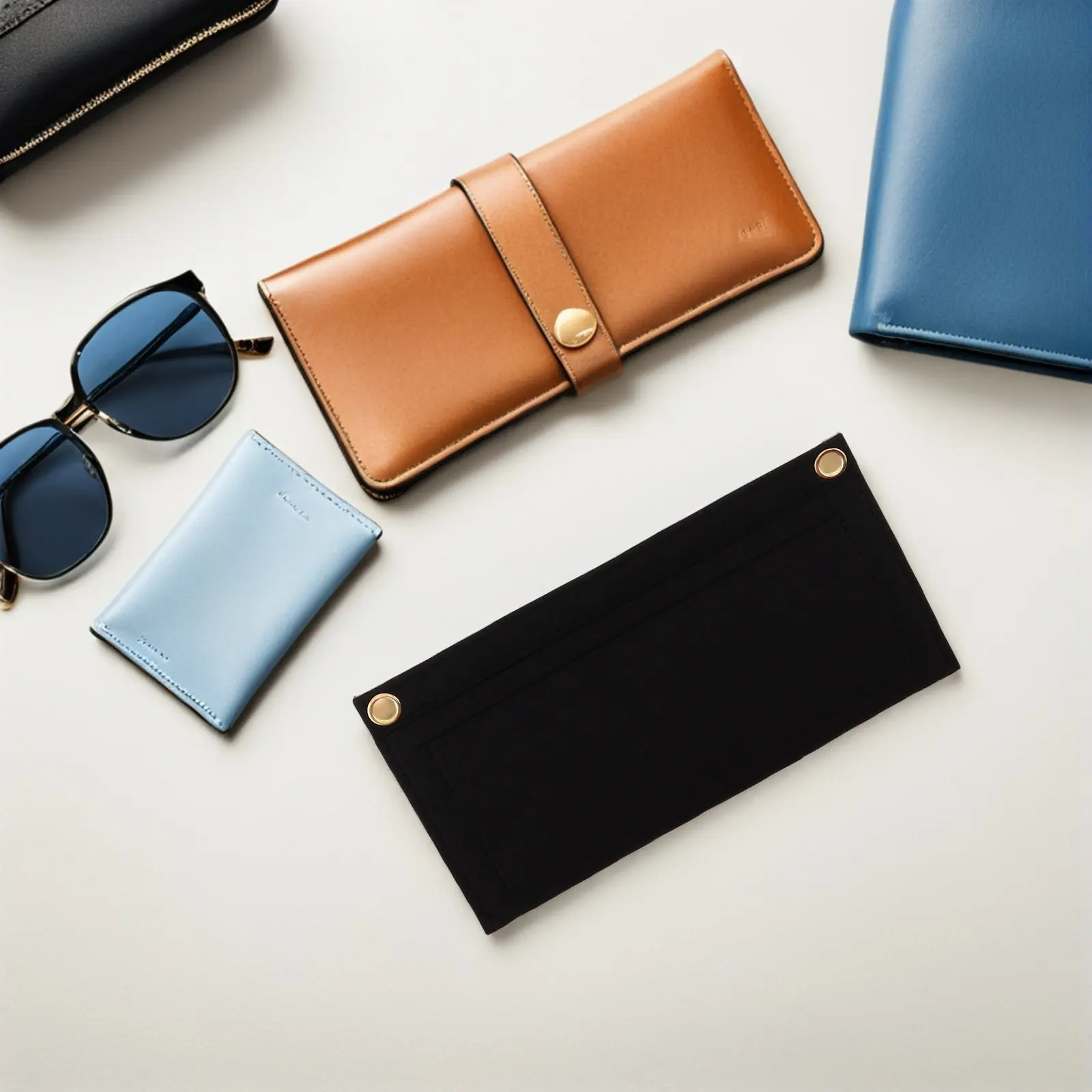 5개 펠트 핸드백 오거나이저, 클러치, 지갑, 토트백용 수납칸이 있는 컴팩트한 가방 라이너, 여행, 쇼핑, 출퇴근용
