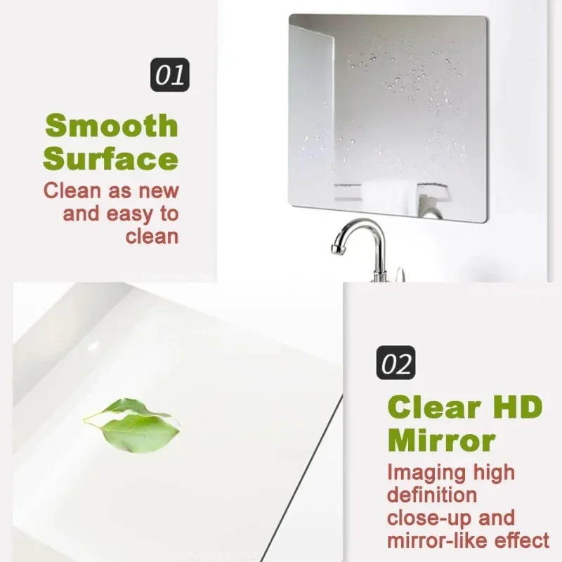 Flexible Reflective Mirror Sheets Self-Adhesive PET Mirror Tiles Non-Glass  Mirror Stickers for Home Decoration Daily Use Living Room Bathroom