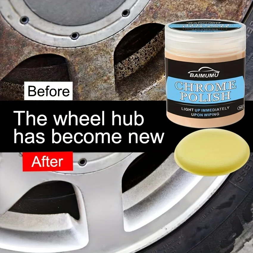 Chrome Refresh Paste 100g-Multipurpose Polish for Vehicle Plating, Trim Restoration, Aluminum Wheel and Bumper Polishing