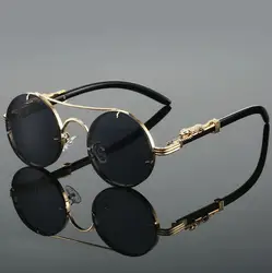 Vintage Double Bridge Multicolor Retro Sunglasses - Luxury Design (Black)