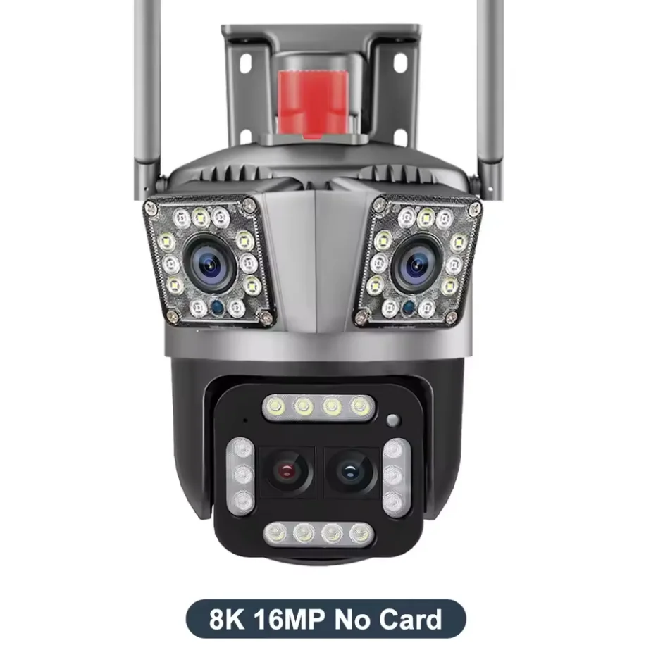 8K 12MP Outdoor WiFi Camera 12X Zoom Four Lens Three Screen PTZ Camera 360° Surveillance Cameras Motion Tracking Security Camera 4