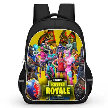 16-inch Fortnite cartoon backpack, durable double-zippered schoolbag, large capacity, suitable for boys and girls. 1