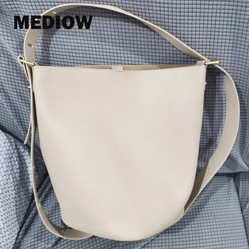 

MEDIOW Bucket Bags Handbag Women's Luxury Design Solid Color Large Capacity Adjustable Shoulder Strap PU Shoulder Messenger Bags