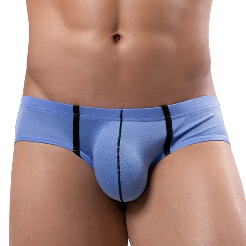Sexy Men Underwear Briefs M-XXL Bulge Pouch Panties Low Rise Lingerie Mesh Breathable Male Shorts Solid Color Underpants