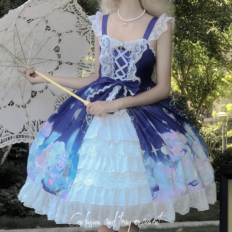 Lolita Jsk Dress Women Cosplay Straps Sleeveless