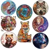 Color Fox Animal Wooden Puzzle DIY Crafts Jigsaw Educational Gift Wood Toys Family Interactive Game Brain Trainer Montessori Toy 1