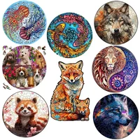 Color Fox Animal Wooden Puzzle DIY Crafts Jigsaw Educational Gift Wood Toys Family Interactive Game Brain Trainer Montessori Toy 1