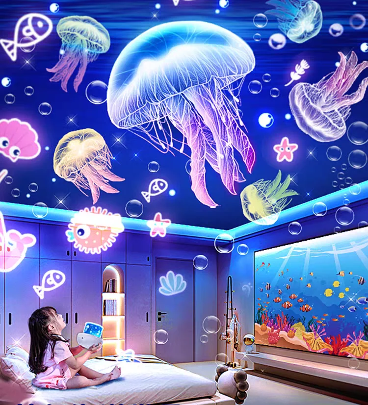 Ocean Starry Sky Projector LED Night Light Rotated Romantic Projection Lamp Birthday Gifts 21 sets Slides