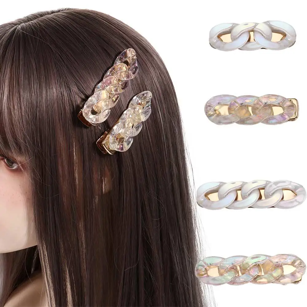 

Transparent Side Clip Head Wear Temperament Korean Style Hair Clip Crystal Chain Hairpin Duckbill Clip Women Hairpin