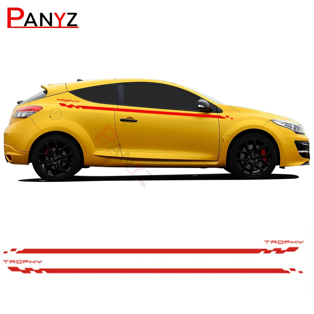 2 Pezzi Car Styling Gonna Laterale Linea Di Cintura Racing Sport Strisce Decalcomanie Per Renault Megane 2 3 4 Rs Grandtourer Gt Trofeo Adesivo