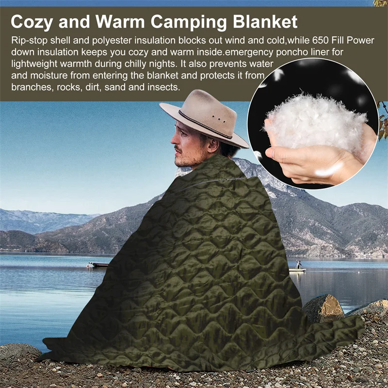82x58 Zoll Taktischer Armee-Poncho Liner Tarnmuster Wasserabweisende Woobie Gesteppte Decke Geeignet für Camping, Schießen, Jagd – Detail 4