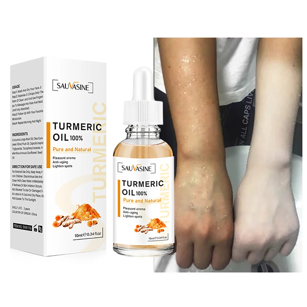 

100% Turmeric Oil Anti Aging Face Whitening Serum 10ml 30ml Reduce Wrinkle Fine Lines Dark Spot Brightening Facial Lighten Women