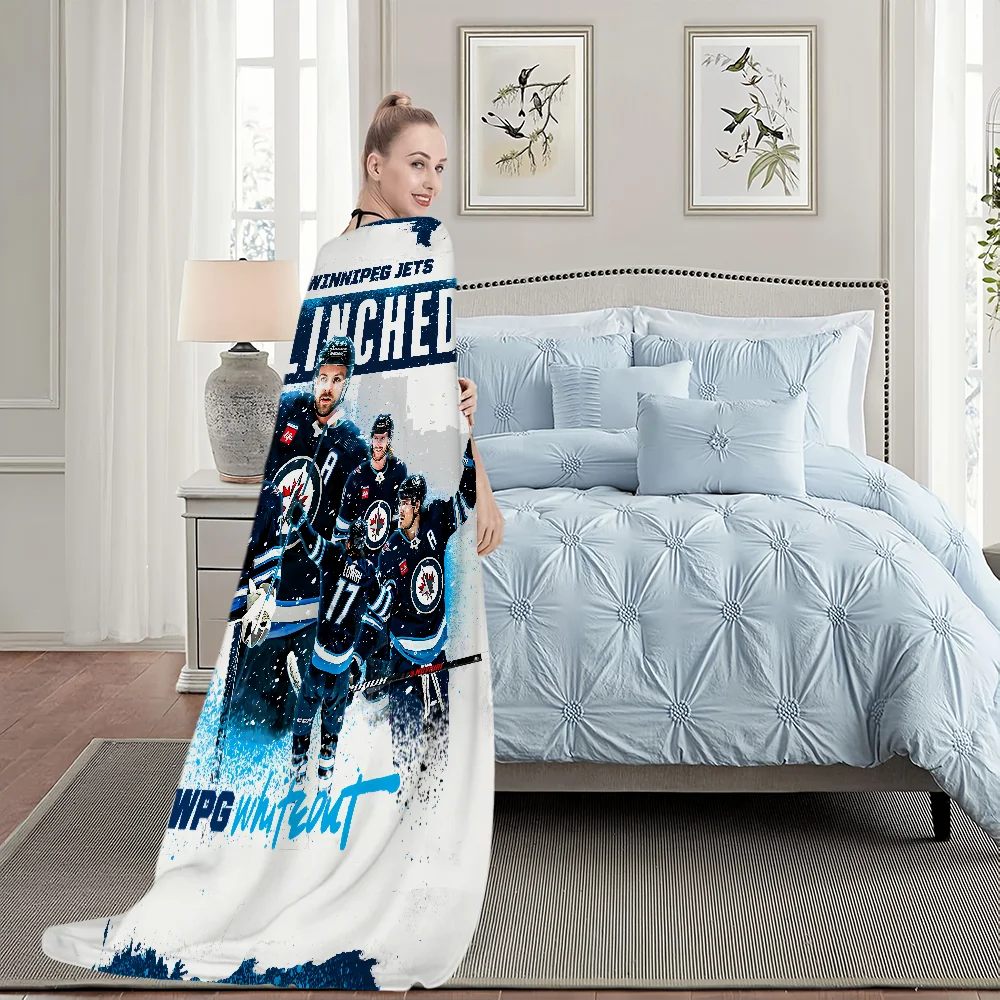 H-Hockey Warm Soft Plush Nap Blankets Sofa rug W-WinnipegS for Living Room J-jets Office Bedroom Home Travel Kid Gifts Flannel 4