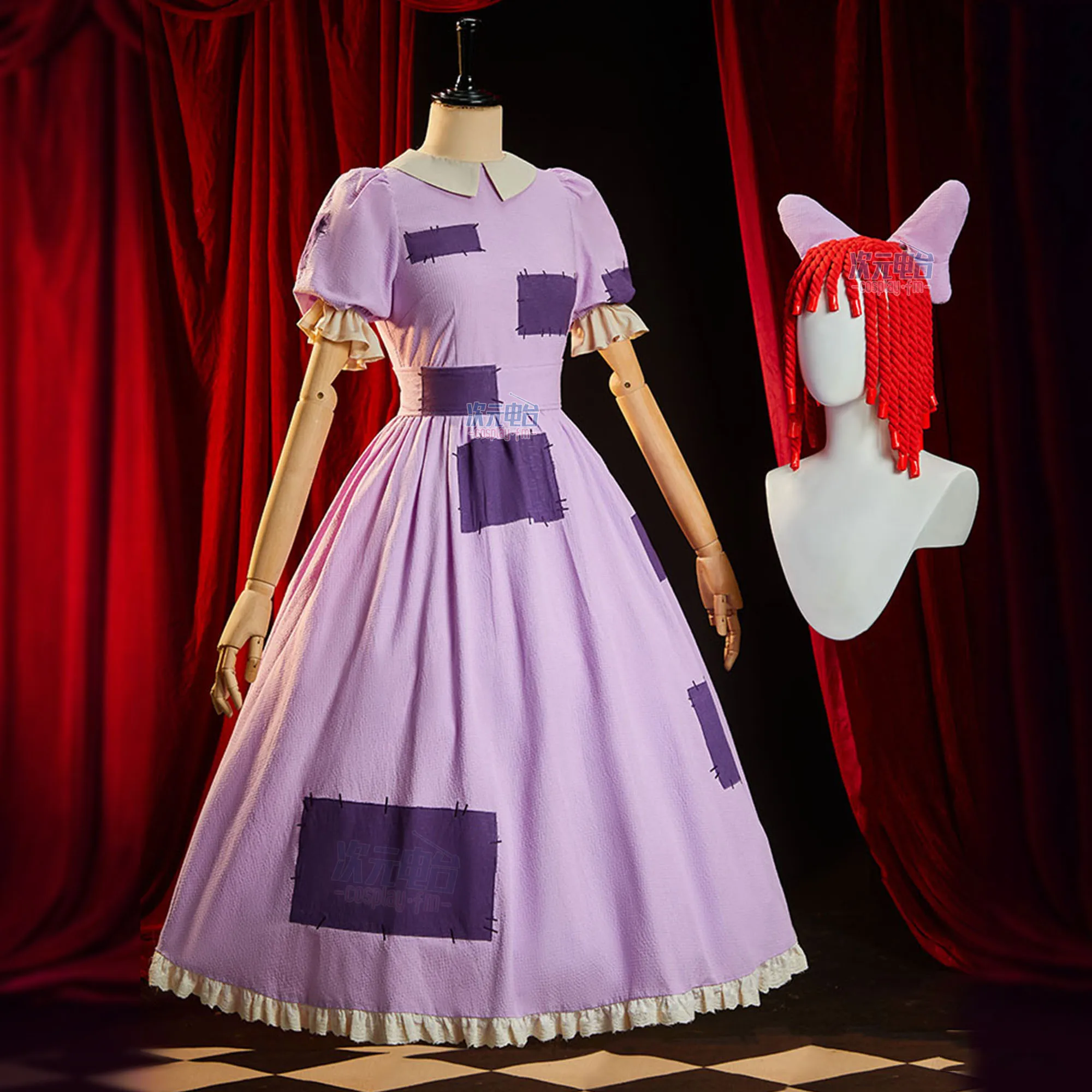 Costume da Ragatha di The Amazing Digital Circus per donne adulte, abito a maniche corte con pompon, per Halloween, carnevale, feste a tema clown.