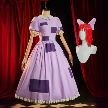 Costume da Ragatha di The Amazing Digital Circus per donne adulte, abito a maniche corte con pompon, per Halloween, carnevale, feste a tema clown.