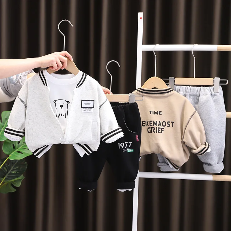 

2023 Spring Children Boy Tracksuit Baseball Jacket Coat Long Sleeve T-shirt Sweatpants Set Toddler Baby Girl Sports Suit Outfit