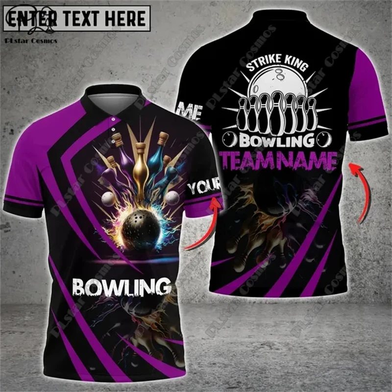 2024 Men's New Casual Bowling Customized Name 3D POLO Shirt Summer Flip Collar Button T-shirt Unisex Gift Indoor Sports Series 10 Se11fe6074c2c44be8e95fa824860b270q