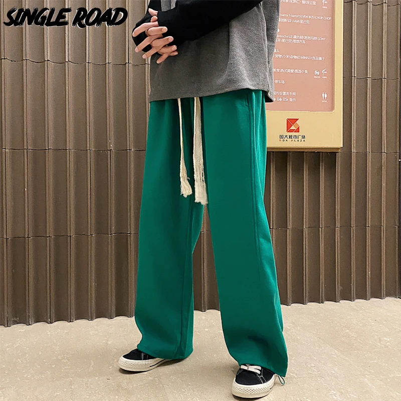 

Single Road Mens Baggy Joggers Men 2023 Green Oversized Sweatpants Male Trousers Japanese Streetwear Wide Leg/ Tie Leg Pants