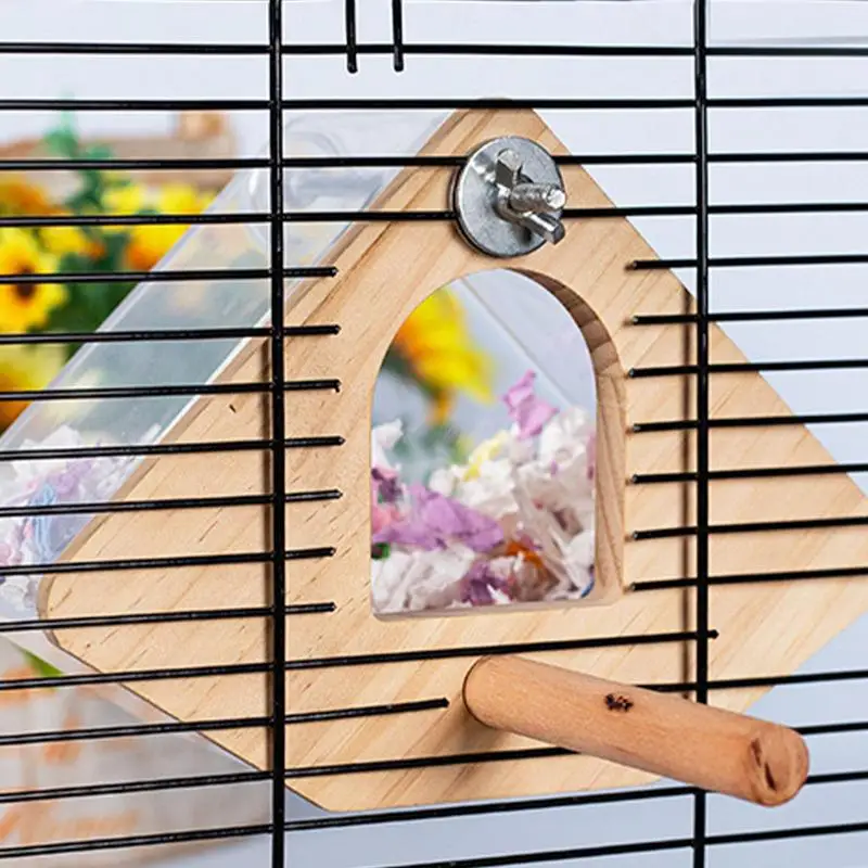 Parakeet Nesting Box Wood Bird Cage House Easy To Clean 2
