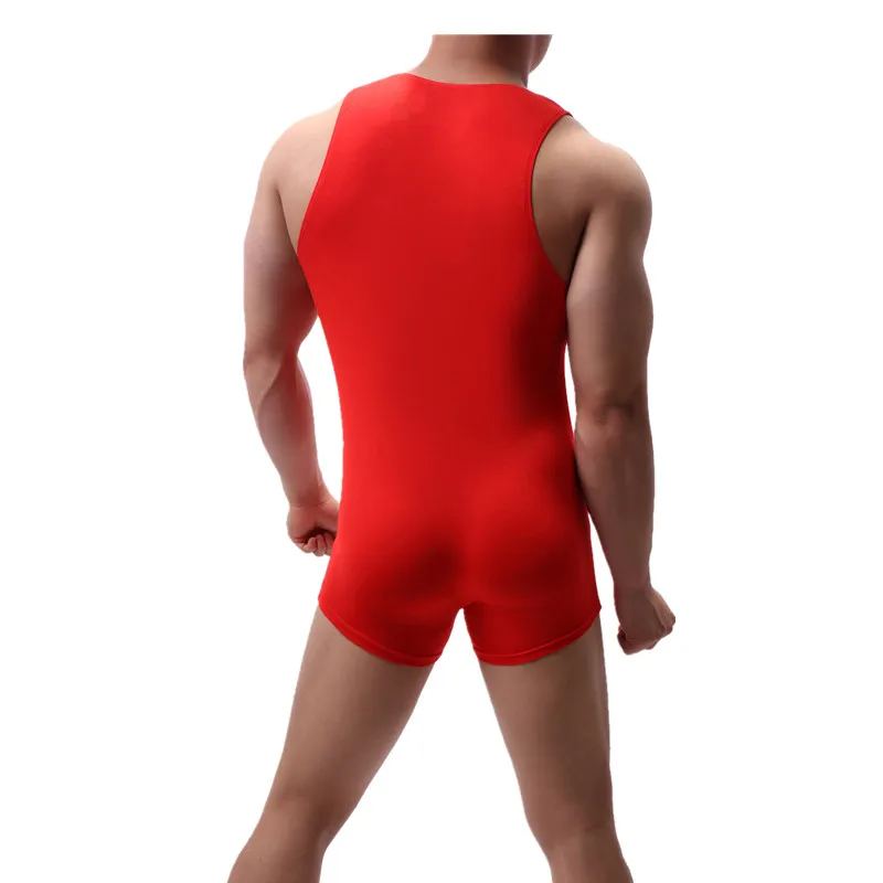 Men's Bodysuit Wrestling Singlets Modal Soft Elastic Shapewear Sleeveless Underwear Boxers Briefs Muscle Bulge Pouch Jumpsuit