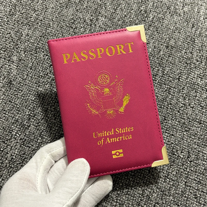 Étui de passeport américain en cuir PU personnalisé, porte-passeport américain, étui pour documents de voyage Étui de passeport américain en cuir PU personnalisé, porte-passeport américain, étui pour documents de voyage