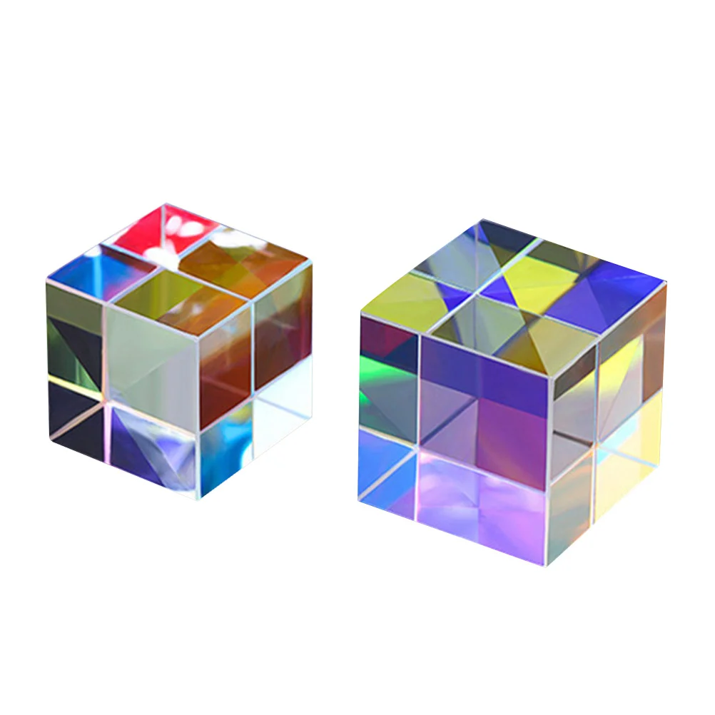 

2 Pcs Prism Tablescape Decor Physics Teaching Prisms Optical Experiment Cube Crystal Mirror Desktop Ornament Colorful Toys