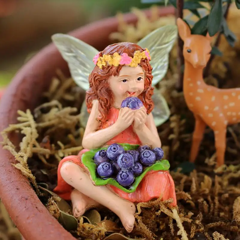 

4 Pieces Garden Fairy Figurines Creative Gnome Garden ornament Resin Mini Fairy Garden Statue Fairy Garden Yard Ornaments