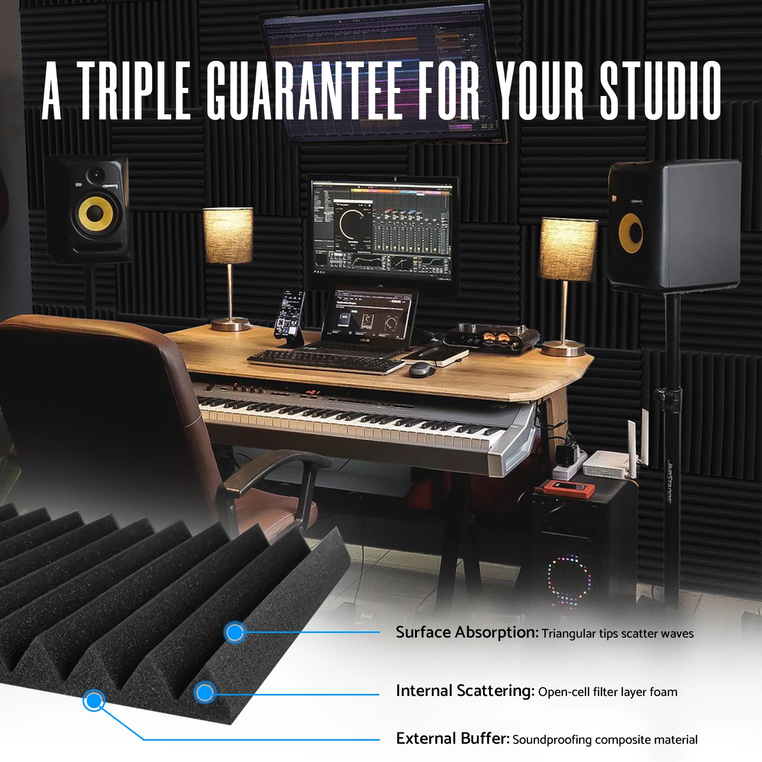 Soundproof Foam Panels 52 Pack for Walls