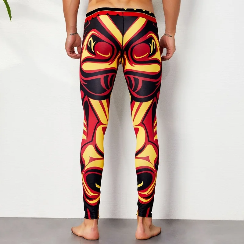 Colorful 3/4 Compression Long Pants Men's Sports Running Tights Basketball Gym Bodybuilding Skinny Leggings Trousers