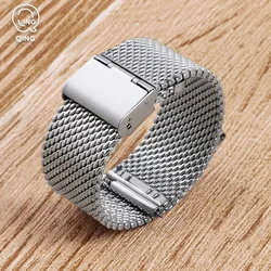 Stainless Steel Milanese Mesh Loop Watchband Universal Replacement Strap, 18 - 24mm - 22mm (Silver)