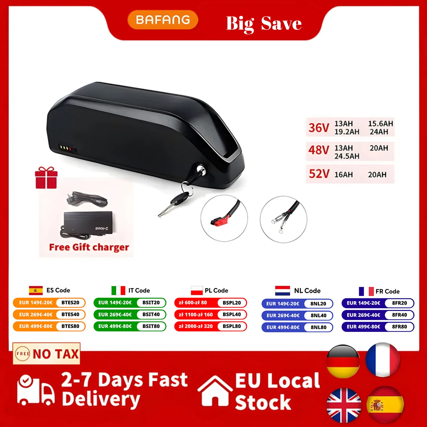 36V 14Ah 504Wh Batterie De Vélo électrique Reention EEL Ini Lithiu E