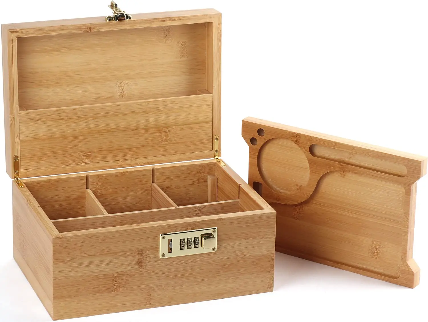 

Большая бамбуковая коробка с комбинированным замком, декоративная коробка для дома, отличные подарки на день отца, Бамбуковая коробка для хранения (только коробка)