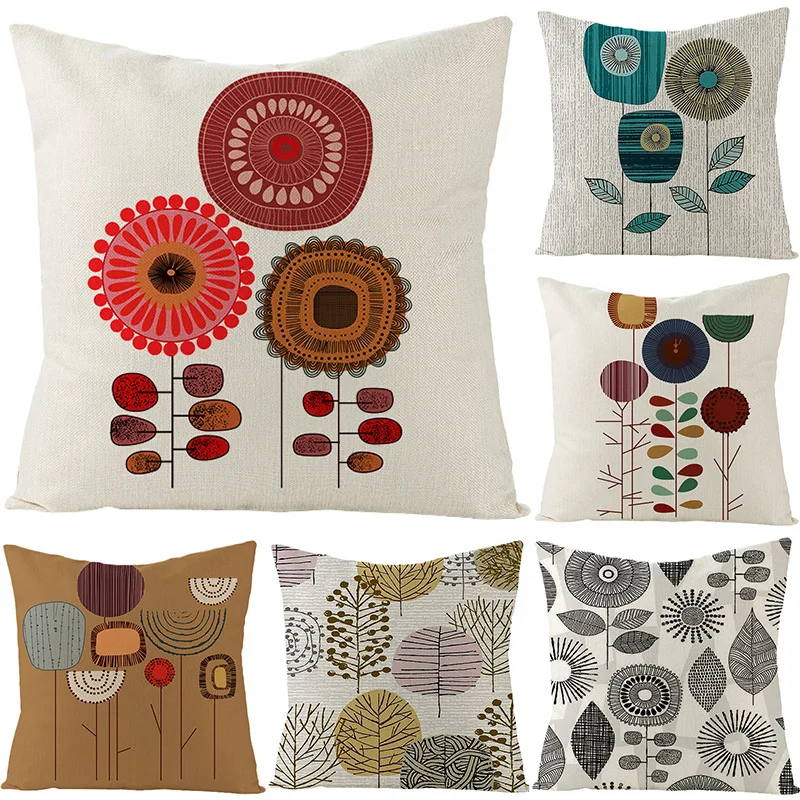 

Modern Abstract Floral Cushion Cover 45x45cm Home Decor Pillowcase Gift Square Linen Pillow Cover чехол на полушки Throw Pillows