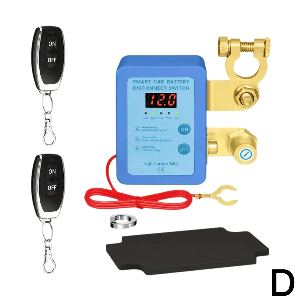 Interruttore di Disconnessione Batteria Remoto 12V 240A con Display di Tensione per Auto e Camper