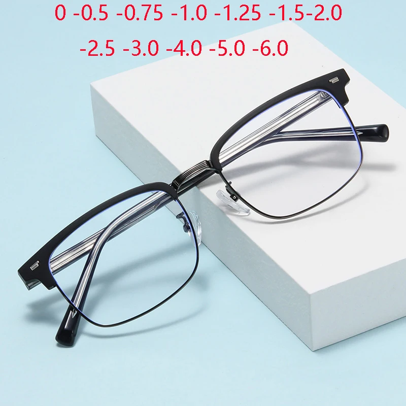 MetalTR90SquareMyopiaLensPrescriptionSpectaclesWithCylinder