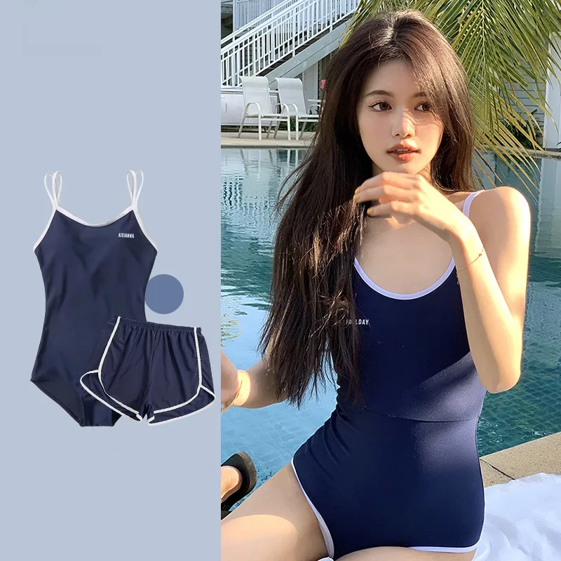 One-Piece Suits Japanese Style Swimwear Two Piece Swimsuit Set Covering  Belly Slim Conservative Hot Small Breast Beachwear - AliExpress