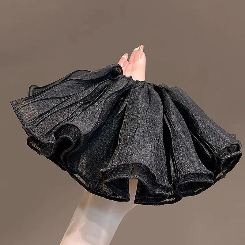 Elegant Women's Extra-Large Pleated Hair Flower Accessory in Black