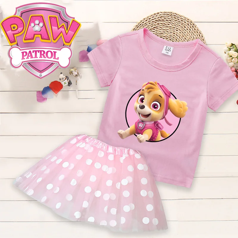 Vestido de camiseta infantil Patrulha Pata Cartoon moda Skye ver o vestido-de-camiseta-infantil-patrulha-pata-cartoon-moda-skye-ver-o