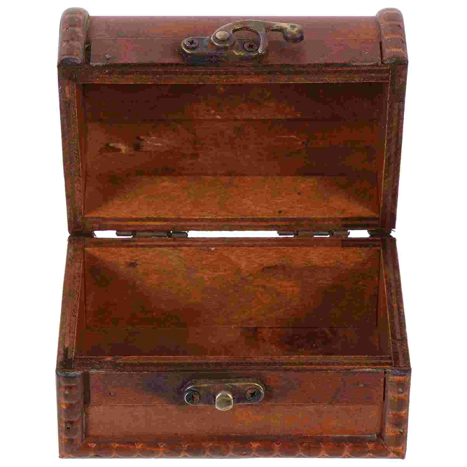 

Decorative Wood Treasure Box Vintage Wooden Trinket Jewelry Storage Box Treasure Case Organizer Jewelry Packaging With Locker