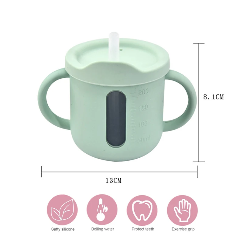 어린이용 실리콘 이유식 컵 간식 용기  트레이닝 컵 BPA 프리 흘림 방지 빨대컵 용 식기